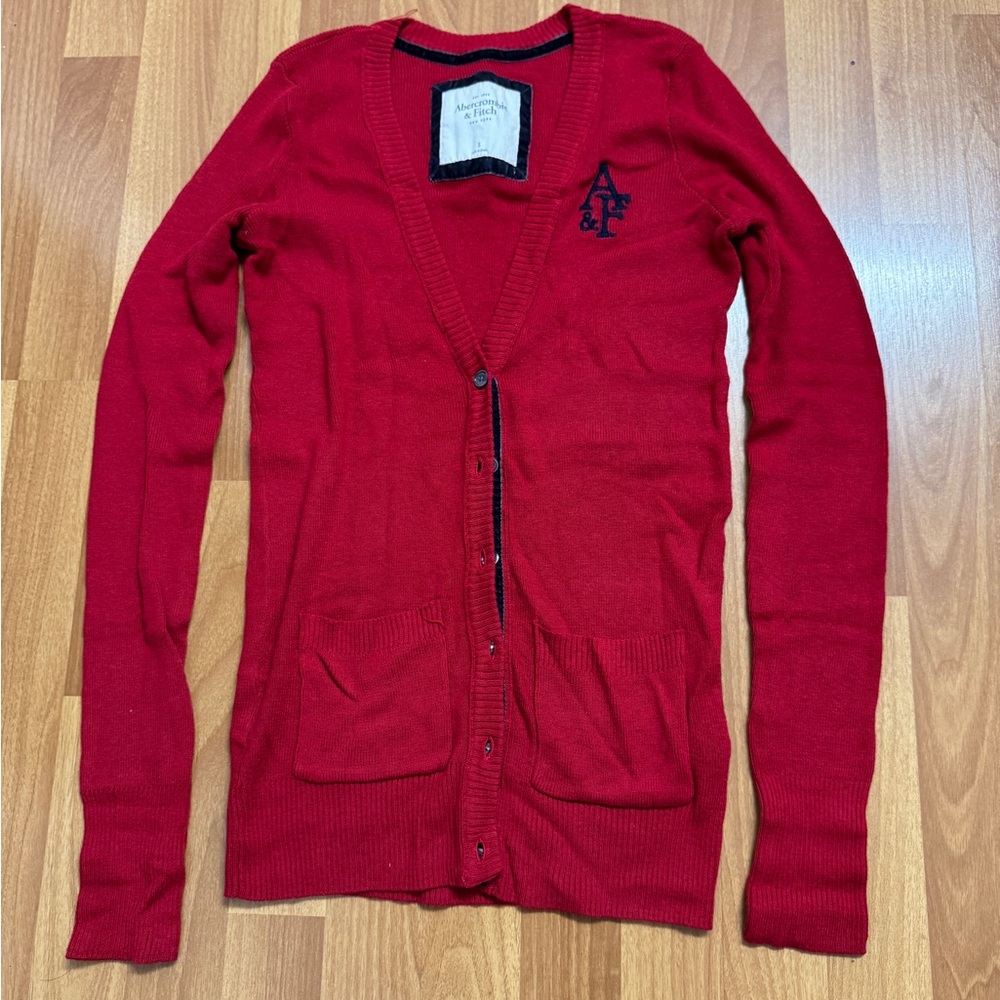 Abercrombie Red Cardigan Sweater